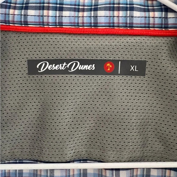 Desert Dunes Compass Shirt Mens Blue Plaid Short Sleeve Button Up Size XL Q1 - Picture 6 of 13